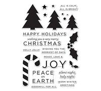 Christmas Trees Canday Cane Dies and Stamps Sets for Card Making DIY Scrapbooking Happy Hoildays,Peace on Earth Words Phrase Transparent Silicone Seal Stamps for Paper Crafting Stencil Die Cuts