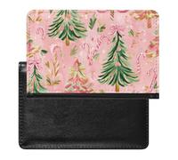 Christmas Trees Candy Cane Whimsical Passport Holder Travel Wallet Protective Case with Card Slots