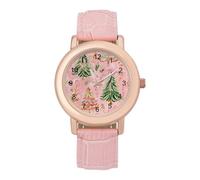 Christmas Trees Candy Cane Whimsical Women’s Watch Quartz Wristwatch Analog with Leather Strap for Office