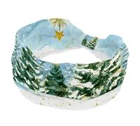 Christmas Trees Forest Winter Landscape Wide Headbands for Women, Yoga Workout Head Bands Wide Elastic Hair Bands for Washing Face Makeup