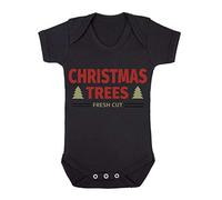 Christmas Trees Fresh Cut Sign Baby Grow Vest, 0-3 Months, Black
