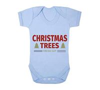 Christmas Trees Fresh Cut Sign Baby Grow Vest, 6-12 Months, Pastel Blue