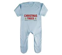 Christmas Trees Fresh Cut Sign Baby Romper Jumpsuit with feet, 0-3 Months, Pastel Blue