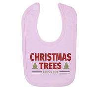 Christmas Trees Fresh Cut Sign Cotton Baby bib - Pastel Pink