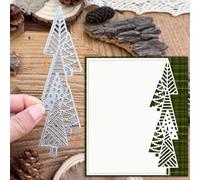 Christmas Trees Half Cut Borders Metal Die Cuts,Merry Christmas Tree Cutting Dies Cut Stencils for DIY Invitation Card Scrapbooking Album Embossing Paper Dies Card Making