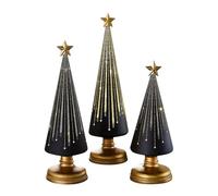 Christmas Trees Illuminated Resin Christmas Trees Star Christmas Set Three Pieces with Warm Bright Light | Seasonal Decoration for Home, School, Classroom, Office, Living Room, Party, Car, Hi