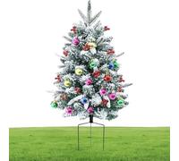 Christmas Trees on Sticks Outdoor, Christmas Trees for the Path, 29.5 Inch Christmas Trees with Snow, Christmas Planter Filler, Illuminated Christmas Tree Outdoor, Pine Tree Decoration for