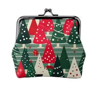 Christmas Trees print Cute Buckle Coin Purses Vintage Pouch Kiss lock Change Purse Wallets for Women Fashion, Black, One Size, Vintage