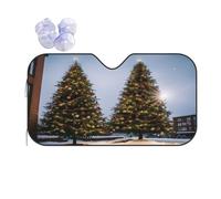 Christmas Trees -Print Reflective Windshield Sun Shade For Cars S Size - Heat Resistant Suction Cups, Universal Fit.