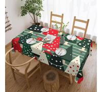 Christmas Trees print Tablecloth, Square lace farmhouse tablecloth, for indoor and outdoor dining