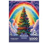 Christmas Trees Rainbow Jigsaw Puzzles Puzzles for Adults Kids. 1000 Pieces Impossible Challenge Toy Educational Games Home Decoration for Educational Games Gifts 70x50cm/1000pcs