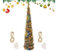 Christmas Trees with Lights | Glitter Christmas Tree with LED Colorful Lights | 5Ft Realistic Plants Decoration for Porch Indoor Outdoor Tabletop Desktop Halloween Decorating