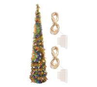 Christmas Trees with Lights | Glitter Realistic Christmas Tree - 5Ft Realistic Artificial Plants for Halloween Porch Bedroom Indoor Outdoor Tabletop Desktop Decorating