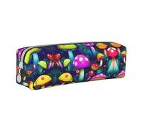 Christmas Treess Leather Zippered Pencil Case,Three-Dimensional Pen Bag With Large Capacity,Durable Convenient Portable, Bright Mushrooms Art, One Size
