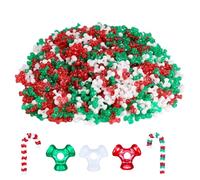 Christmas Tri Beads with Box Packaged, 450Pcs Christmas Tri Shaped Beads Red Green White Triangle Bead for Craft Wreath Candy Cane-Xmas Holiday Tree Decorations Beaded Ornament Kit