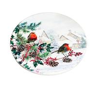 Christmas Trivet 16cm Ceramic Round Winter Xmas Kitchen Hot Pan Tableware Cork (Santa Fireplace)