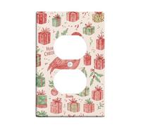 Christmas Tropical Bird Light Switch Cover Plate/Outlet Covers, Red and Green Holiday Gifts for Home Decor, Thermoplastic Wall Plates, Standard Size Single Duplex Outlet