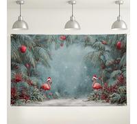 Christmas Tropical Tropical Bird Backdrop, Festive Palm Tree Holiday Decorations, Winter Wonderland Photography Background for Parties and Events 71x43 Inch