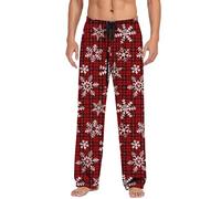 Christmas Trousers Men Lightweight Pyjama Bottoms Fancy Print Christmas Merry Lounge Pants Comfort Stretch Elasticated Waist Drawstring Trousers Joggers Sweatpants Straight Leg Tracksuit Bottoms