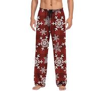 Christmas Trousers Men Lightweight Pyjama Bottoms Fancy Print Christmas Merry Lounge Pants Comfort Stretch Elasticated Waist Drawstring Trousers Joggers Sweatpants Straight Leg Tracksuit Bottoms