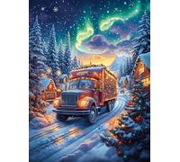 Christmas Truck in A Snowy Forest 300 Pc Classic Jigsaw Puzzle Scenery Science Fiction Puzzle for Adults Hard Challenging Hobby Home Decor Poster Smooth Wooden Cardboard 300 PCS