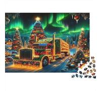 Christmas Truck Light 100% Recycled Cardboard Aurora Christmas Truck 1000Pc Puzzle Adults Unique Classic Educational Games Brainteasing 52x38cm/1000pcs