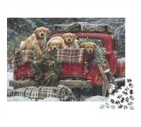 Christmas Truck Puppies 1000 Piece Sturdy Paper Personalized Snow Scenery Jigsaw for Eco-Conscious Buyers Relaxation Puzzle Party 70x50cm/1000pcs