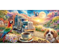Christmas-Truck-Under-Northern-Lights 1000 Piece Educational Game Challenge Jigsaw Puzzles Great Gift Idea Puzzles for Adults Kids Beautiful Decoration Puzzle 70x50/1000pcs