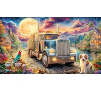 Christmas-Truck-Under-Northern-Lights 1000 Pieces Recycled Paper Jigsaw Puzzle Impossible Hard Difficult Educational Games Great Gift Idea for Adults and Kids Age 12 Years Up 38x52/1000pcs