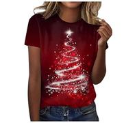 Christmas Tshirt Women Merry Christmas Leopard Tree Graphic T-Shirt Short Sleeve Xmas Reindeer Xmas Tee Shirt Funny Merry Christmas Tshirt Ladies Short Sleeve Crew Neck Deer Graphic Print Basic Tops