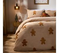 Christmas Tufted Gingerbread Man Duvet Cover with Pillowcase Bedding Set OHS Natural Double