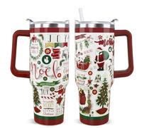 Christmas Tumbler 40 oz Santa Claus Tumbler Winter Leak Proof Cup Insulated Water Bottle Coffee Travel Mugs Joy Merry Christmas Decor Holiday Gifts (1PCS)