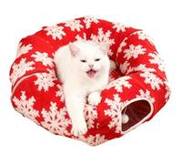 Christmas Tunnel Cat Bed - Kitten Donut Nest | Plush Kitten Tunnel Mat | for Living Room Balcony Enrichment Home Bedroom Exercise Winter Sleeping