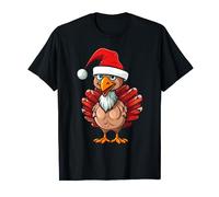Christmas Turkey Santa Hat Funny Xmas Kids T-Shirt