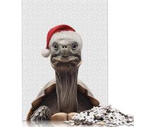 Christmas Turtle with Santa Hat Puzzles 1000 Pieces for Teenagers Gifts Wooden Puzzle Adult Jigsaw Puzzle Puzzling for Gift 1000pcs (75x50cm)