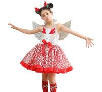 Christmas Tutu Dress for Girls, Christmas Tutu Dress for Children, Set of 3 Print Carnival Parties, Dress Up with Headpiece and Wings, Skin-Friendly Cartoon Elk Tulle Dress for Carnival