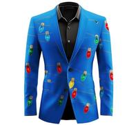 Christmas Tuxedo-Christmas Blazer Jacket Tailored Fit Business Jacket For Formal Occasions And Wear With Modern Classic Design And Comfortable Stretch Fabric (Blue, S)