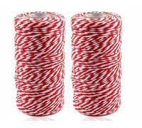 Christmas Twine Cotton String Bakers Twine Christmas Heavy Duty Cotton Thread Natural Strings Gift Wrapping For Christmas Decorations Tying Meat Gift Gardening Butchers 27cm Red (2pc)