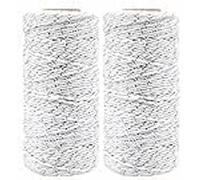 Christmas Twine Cotton String Bakers Twine Christmas Heavy Duty Cotton Thread Natural Strings Gift Wrapping For Christmas Decorations Tying Meat Gift Gardening Butchers 27cm Silver (2pc)