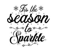 Christmas Typography tis The Season to Sparkle Engraving Stickers 42x42cm Do not Damage The Wall Surface Black
