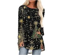 Christmas Ugly Sweater Funny Graphic Hilarious Christmas Jumper Long Sleeve Sweatshirt for Women Casual Longline Pullover Plus Size Round Neck Tunic Tops UK Sale Lightweight Fall-Winter Blouse