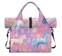 Christmas Uicorn Horses Sports Duffle Bag with Shoe Compartment Weekend Overnight Bags Tote Cabin Luggage Bag for Gym Yoga Travel