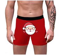 Christmas Underwear Men, Sexy Underwear for Man, Boxers Reindeer Snowflake Santa Claus Printed 3d Novelty Xmas Underpants Breathable Comfortable Retro Underwear Loose Festive Costumes Plus Size Soft