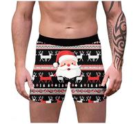 Christmas Underwear Men, Woven Boxers for Men, Boxers Reindeer Snowflake Santa Claus Printed Design Trunks Christmas Special Boyshort Style Retro 3d Novelty Xmas Underpants Breathable Comfortable Soft
