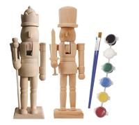 Christmas Unfinished Nutcracker - 3 Pack DIY Blank Unpainted Nutcracker Soldier Figures | Creative Christmas Puppet Walnut Soldier with Paint and Pen for DIY Art Craft Gift, Festival Decoration (20cm)