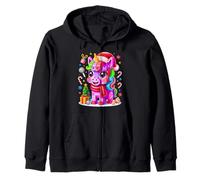 Christmas Unicorn Master Builder Building Bricks Blocks Toy Zip Hoodie