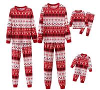 Christmas Unisex Pajama Jumpsuit One Piece Pajamas Hood Holiday Onesie PJs Sleepwear Loungewear Xmas Snowflake Family Set for Women A3- Red Large