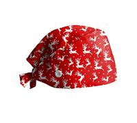 Christmas Unisex Scrub Cap Surgical Cap Chef Hat Adjustable Cotton Printed Surgical Cap Work Cap Kitchen Hat for Women Men Doctors Santa Gifts for Women