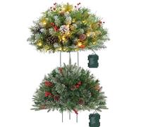 Christmas Urn Filler - LED Mini Decoration Tree, Battery Operated Mini Seasonal Planter, Christmas Decorations for Outdoor Use | LED Illuminated Decorative Trees for the