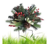Christmas Urn Filler - Outdoor Christmas Tree | Artificial Planter Filler | 40cm Pine Needle Holiday Decor, Tripod Stake Design, No Lights, for Porch Yard Pathway, Winter Home Garden Decor